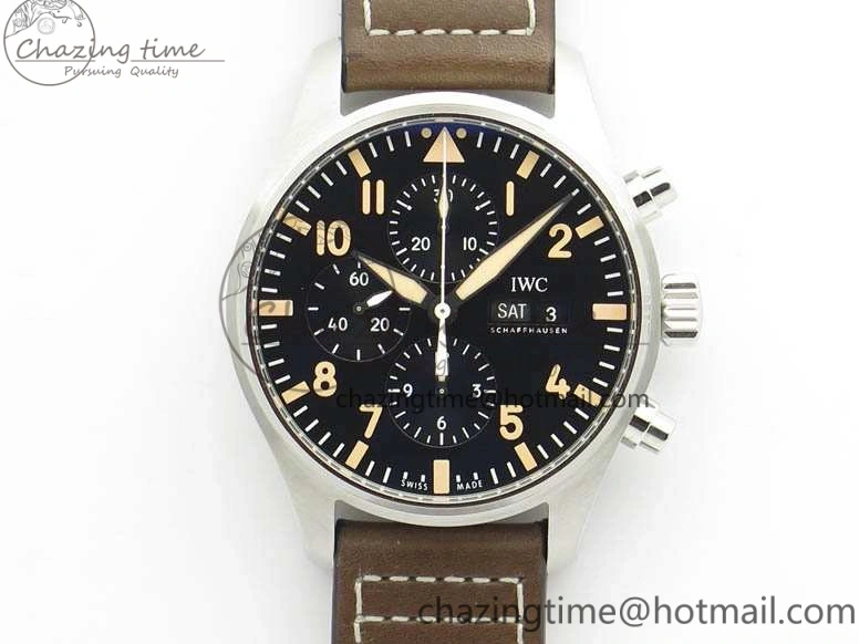 MIROTIME 0301 Pilot Chrono 20th ZF 1:1 Best Edition Black Dial On Brown Leather Strap A ZeroBulk 7236